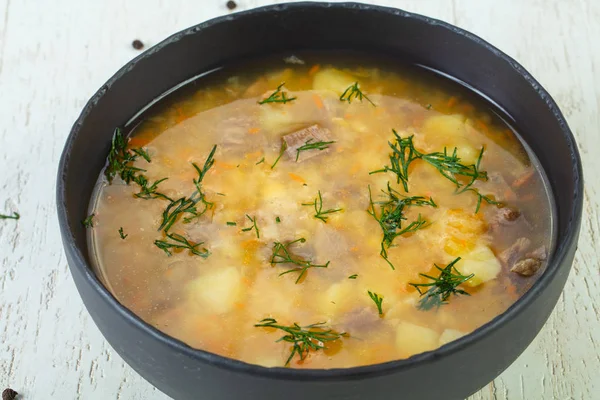 Pea soup with beef and dill — Stock Image Pea Soup Beef Dill Royalty Free Stock Photos