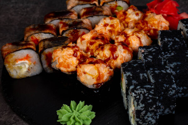 Japanese sushi set with various ingredient
