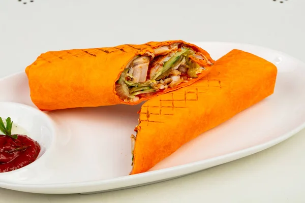 Shawarma Con Carne Verdure — Foto Stock