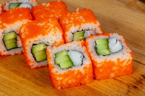 Roll Prawn Tobiko — Stock Photo, Image