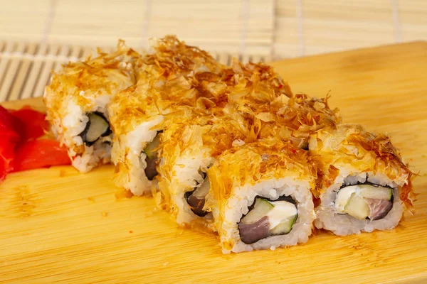 Delicious Bonito Sushi Rolls Ginger — Stock Photo, Image