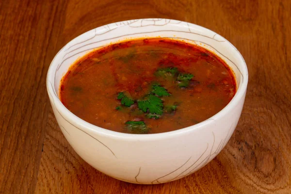 Caucasian Kharcho soup with herbs — Stock Image Caucasian Kharcho Soup Herbs Royalty Free Stock Photos