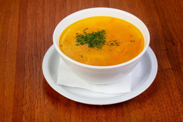 Delicioso Caldo Galinha Com Macarrão Ervas — Fotografia de Stock