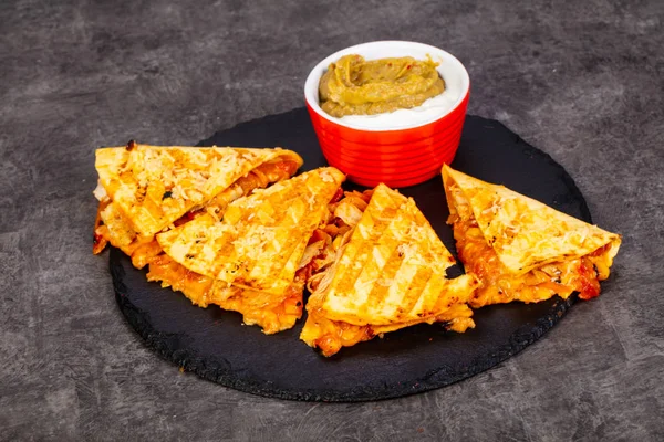 Quesadilla Meksykańska Tortilla Mięsa Warzyw — Zdjęcie stockowe