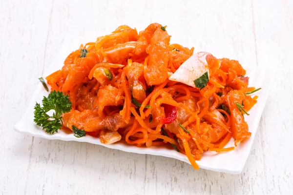 Pickled carrot with fish in the bowl — Stock Image Pickled Carrot Fish Bowl Royalty Free Stock Photos