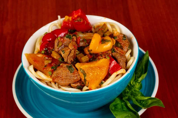 Usbek cuisine - lagman with meat — Stock Image Usbek Cuisine Lagman Meat Royalty Free Stock Photos