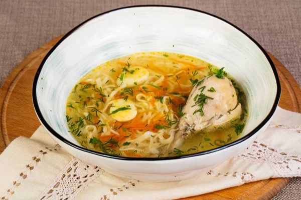 Sopa Pollo Con Pierna Fideos — Foto de Stock