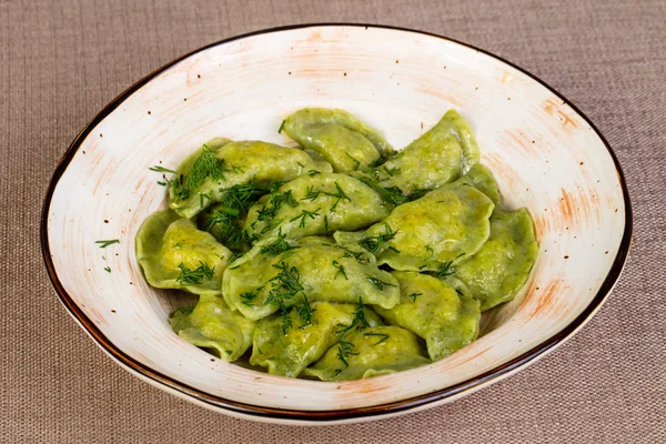 Russian Traditional Dumplings Served Herbs — Stock Photo, Image