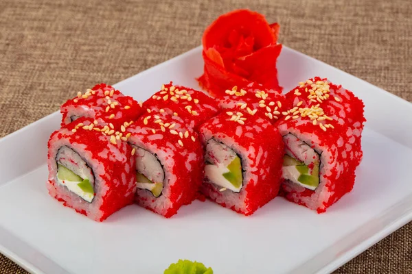 Rollo Japonés Con Imitación Carne Cangrejo — Foto de Stock