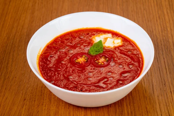 Kall Spansk Gazpacho Tomatsoppa — Stockfoto