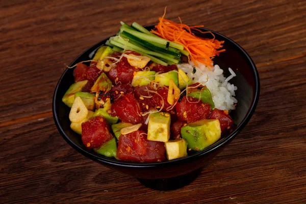 Atún Crudo Con Aguacate Arroz — Foto de Stock