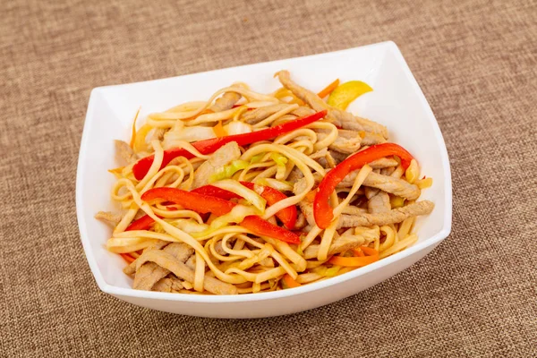 Wok Noodle Pork Vegetables Spices — Stock Photo, Image