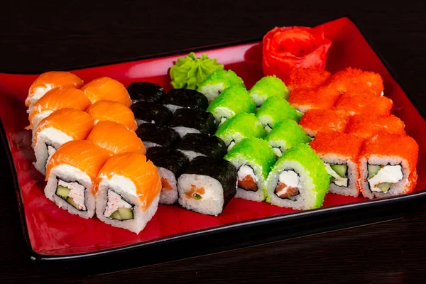 Japán Hagyományos Roll Sushi Szett — Stock Fotó