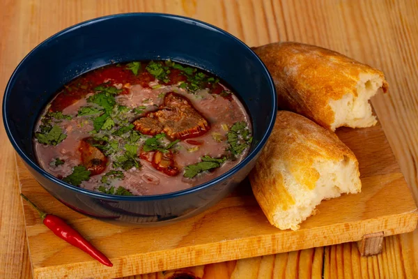 Caucasian Kharcho soup with meat — Stock Image Caucasian Kharcho Soup Meat Royalty Free Stock Images