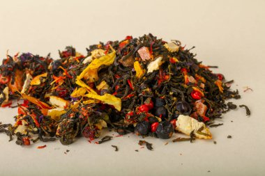 Aroma çay yığın meyve, meyveler ve otlar ile