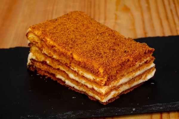 Tasty layered cake with honey
