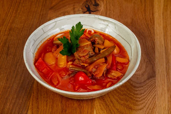 Traditional lagman soup with lamb — Stock Image Traditional Lagman Soup Lamb Stock Picture