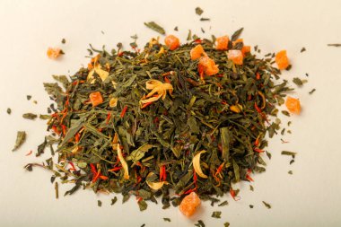 Aroma çay yığın meyve, meyveler ve otlar ile