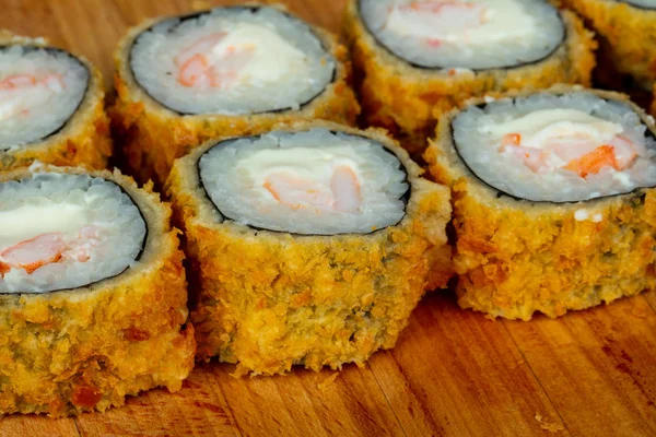 Hot Roll Prawn Soft Cheese — Stock Photo, Image