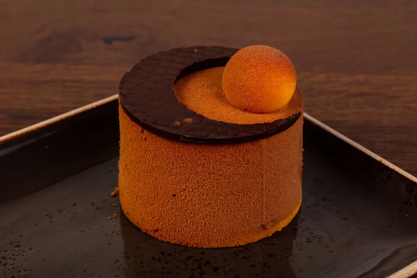 Dessert Mousse Cioccolato Nel Piatto — Foto Stock