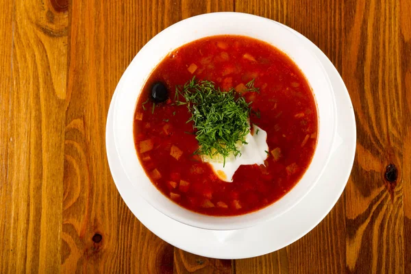 Sopa Solyanka Con Crema — Foto de Stock