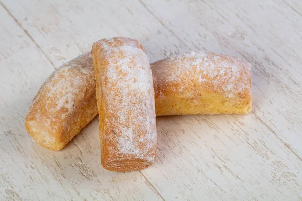 Delicious Sweet Baked Muffins Coated Powdered Suga — Stock Photo, Image