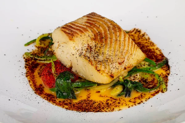 Roasted fish halibut with spices — Stock Image Roasted Fish Halibut Spices Stock Image