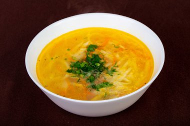 Tavuk çorbası erişte ve maydanoz ile