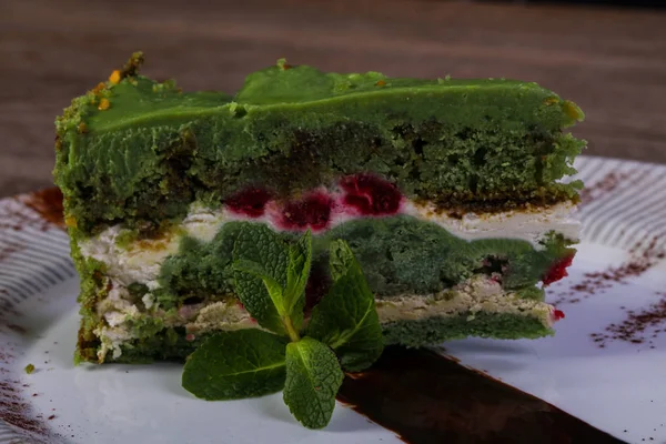 Torta Bogyók Szolgált Menta — Stock Fotó