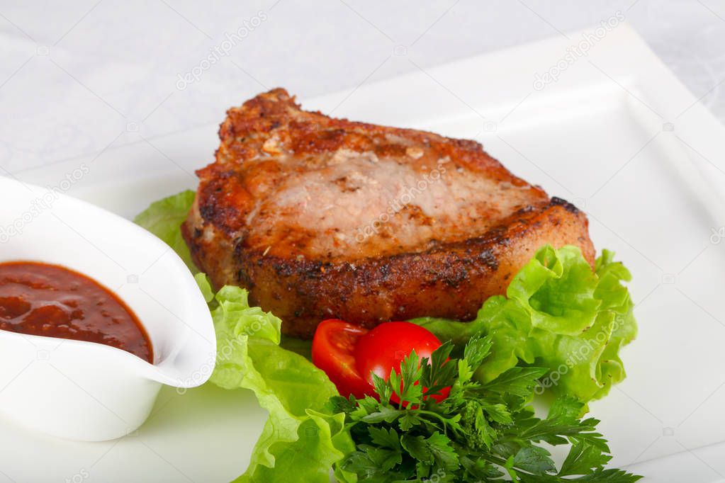 Pork steak with sauce