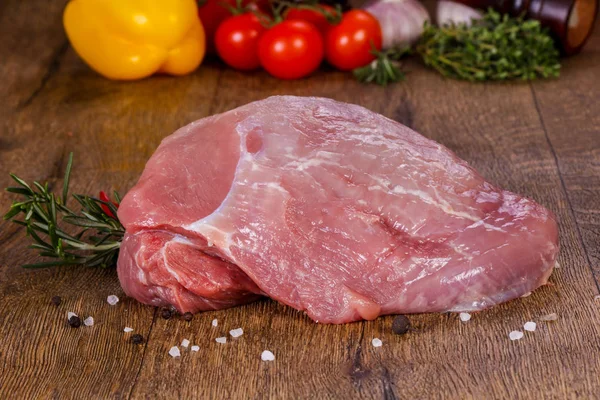 Сырое Мясо Свинины Деревянном Фоне — стоковое фото