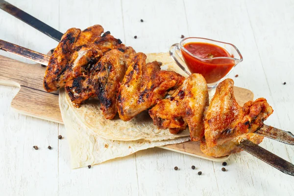 Grilled Chicken Wings Bbq Sauce — Stock Photo, Image
