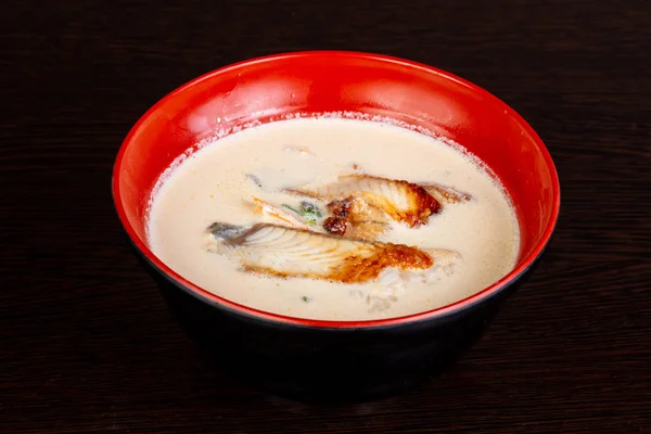 Japanese Cream soup with eel — Stock Image Japanese Cream Soup Eel Stock Picture