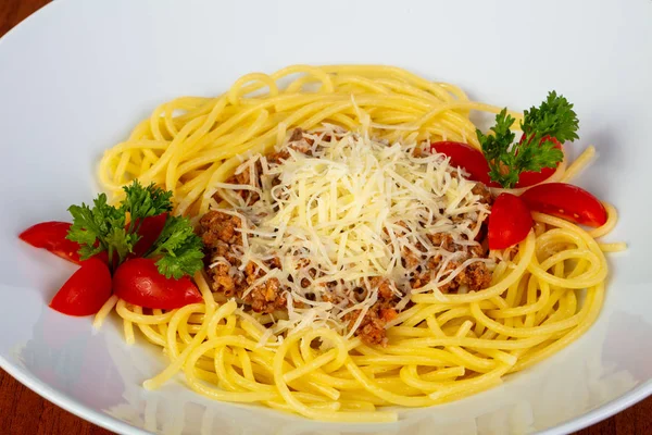 Pyszne Spaghetti Pomidorami — Zdjęcie stockowe