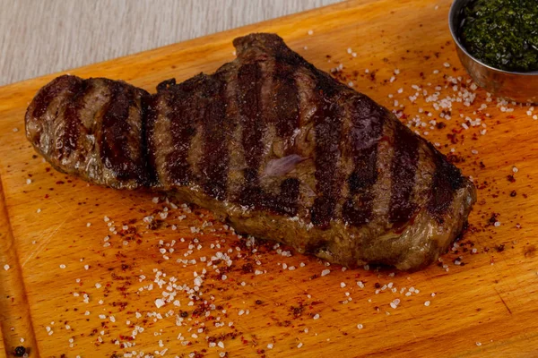 Grilovaný Hovězí Steak Solí Pepřem — Stock fotografie