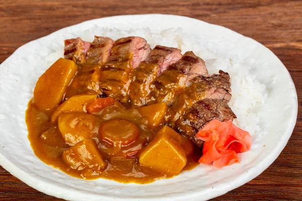 Curry Mit Chili Rindfleisch Reis — Stockfoto