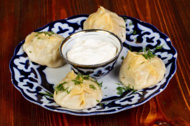 Özbek traditinal manty köfte etli