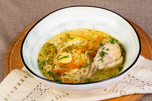 Sopa Pollo Con Pierna Fideos — Foto de Stock