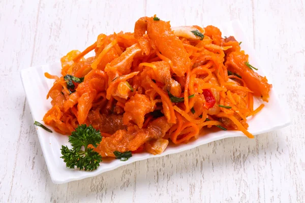 Pickled carrot with fish in the bowl — Stock Image Pickled Carrot Fish Bowl Royalty Free Stock Photos