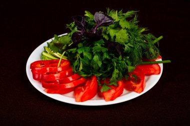 Sebze ve otlar plaka mix snack