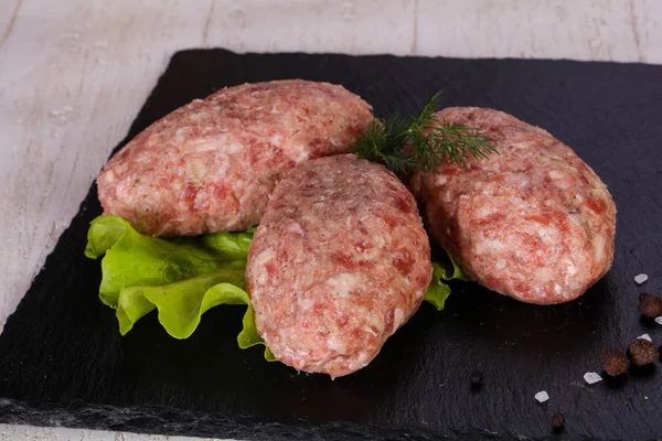 Costeleta Porco Crua Carne Picada — Fotografia de Stock