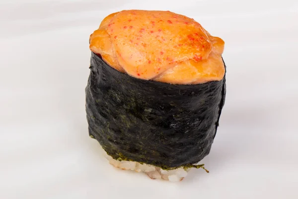 Sushi Picante Gunkan Com Molho — Fotografia de Stock