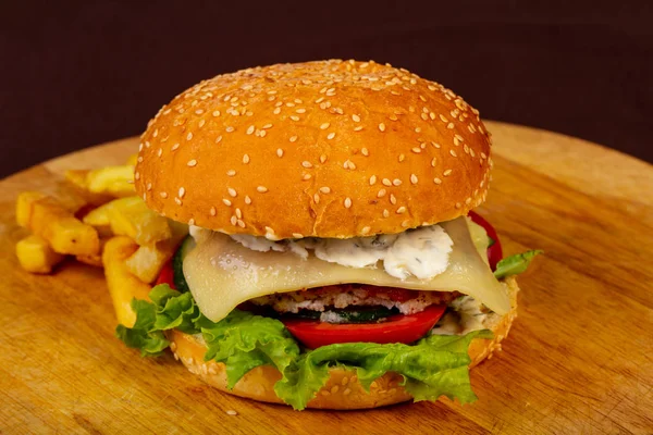 Smaczny Domowy Burger Ziemniaków — Zdjęcie stockowe