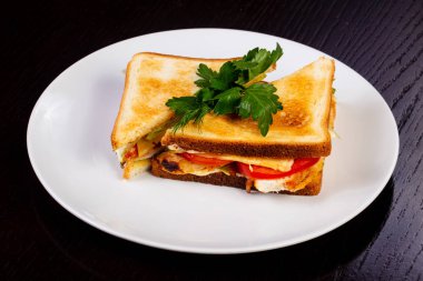 Tavuk ile lezzetli Sezar sandviç