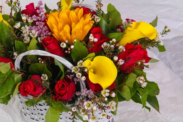 Romaanse Boeket Met Verschillende Bloem — Stockfoto