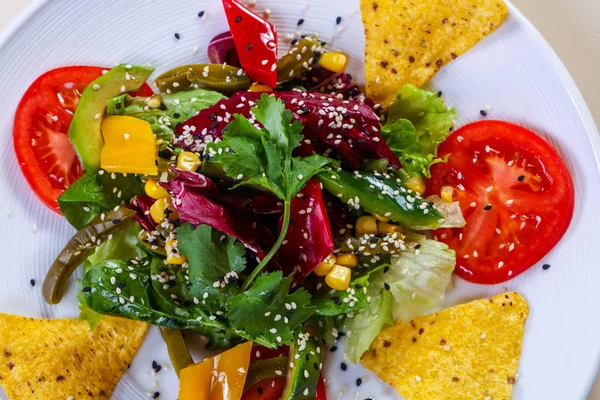 Salade Légumes Avec Avocat Maïs — Photo