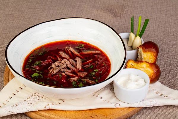 Borsch Traditionnel Viande Chou — Photo