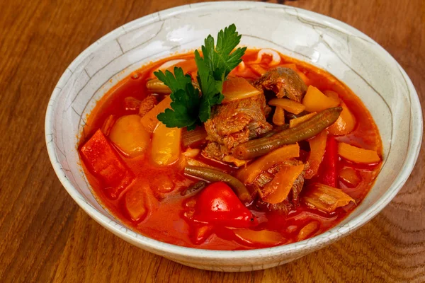 Traditional lagman soup with lamb — Stock Image Traditional Lagman Soup Lamb Royalty Free Stock Images