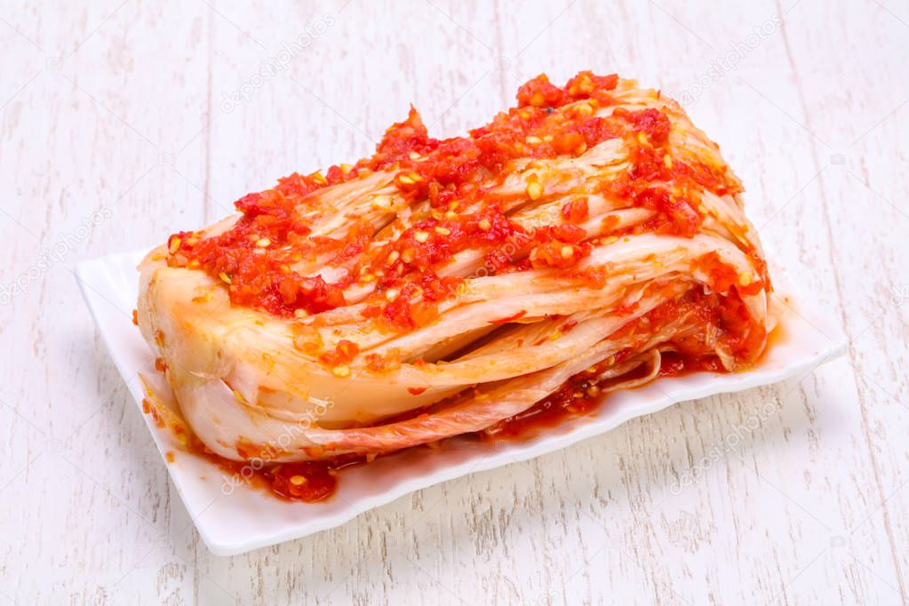 Kimchi fermented cabbage in the bowl