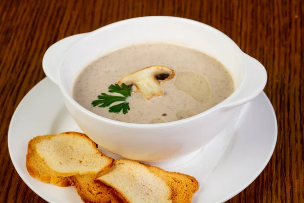 Mushroom cream soup with champignons — Stock Image Mushroom Cream Soup Champignons Royalty Free Stock Images